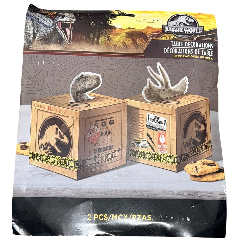 Jurassic World Table Decorations 2pc Centerpiece Set Dinosaur Party Brown Kids